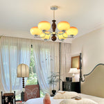 Kingsley Modern Glass Chandelier with Amber Globes for Dining Room and Living Room
