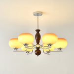 Kingsley Modern Glass Chandelier with Amber Globes for Dining Room and Living Room
