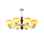 Kingsley Modern Glass Chandelier with Amber Globes for Dining Room and Living Room