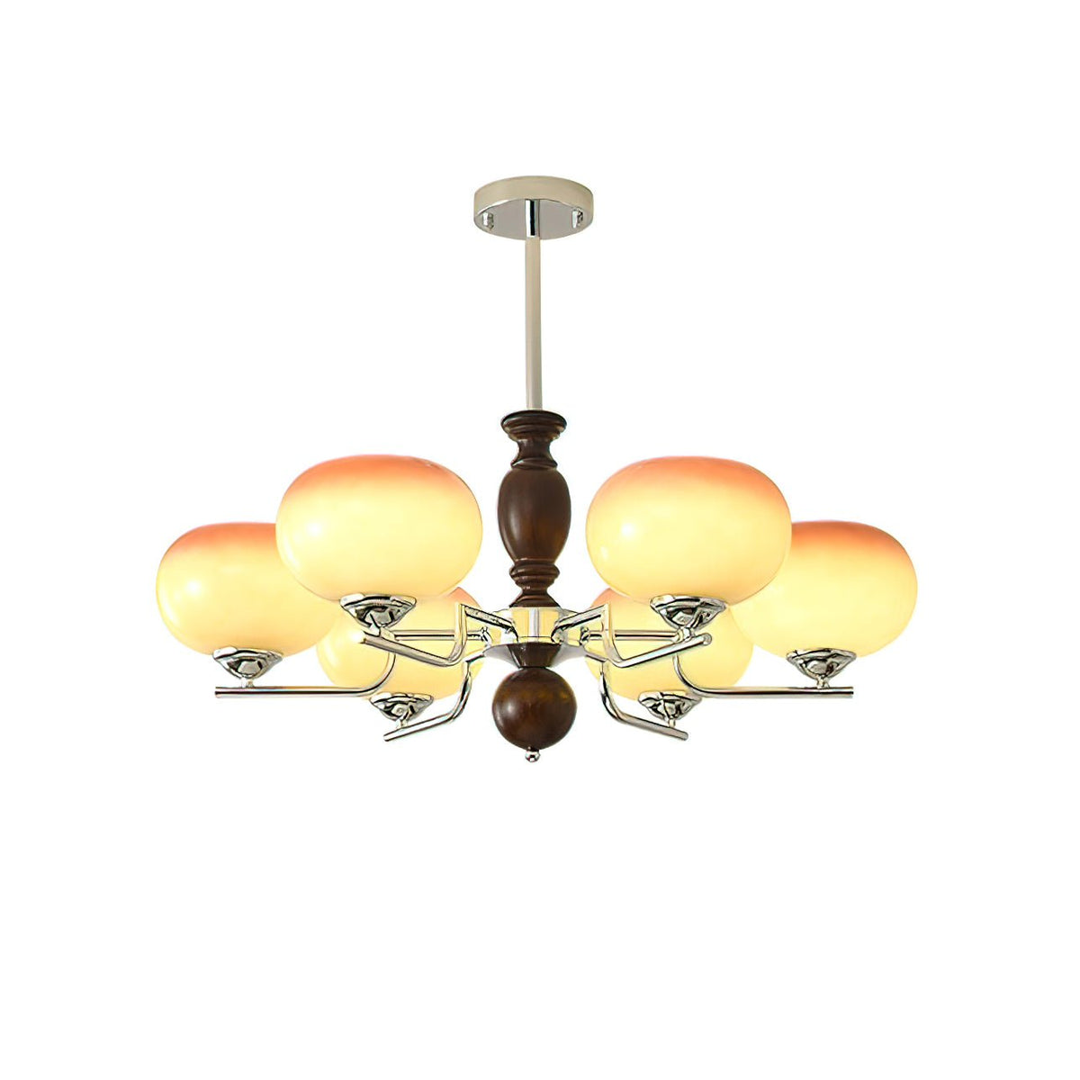 Kingsley Modern Glass Chandelier with Amber Globes for Dining Room and Living Room