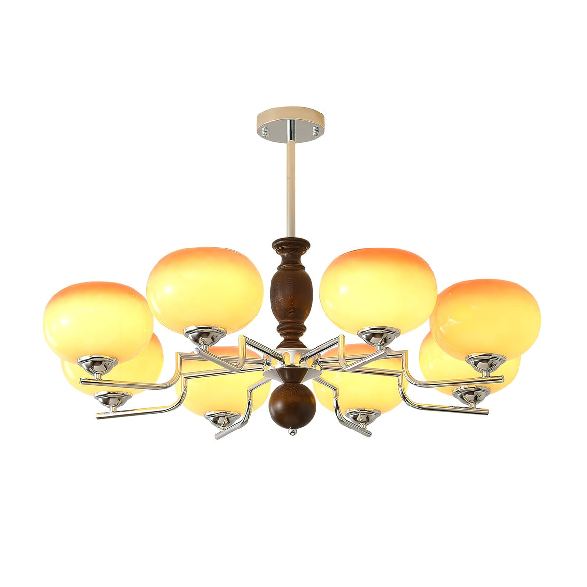 Kingsley Modern Glass Chandelier with Amber Globes for Dining Room and Living Room