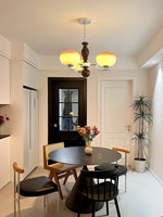 Kingsley Modern Glass Chandelier with Amber Globes for Dining Room and Living Room
