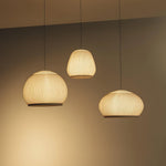Lantern Knit Pendant Light – Woven Fabric Shade, Modern Minimalist Ceiling Lamp