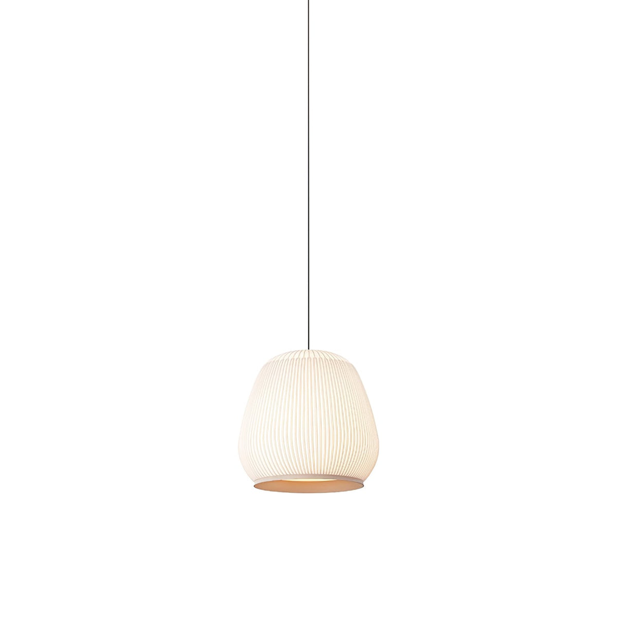 Lantern Knit Pendant Light – Woven Fabric Shade, Modern Minimalist Ceiling Lamp