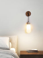 Knot Hearth Sconce — Travertine & Wood Wall Light