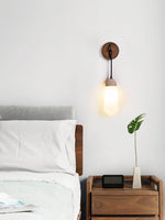 Knot Hearth Sconce — Travertine & Wood Wall Light