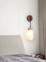 Knot Hearth Sconce — Travertine & Wood Wall Light