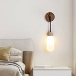 Knot Hearth Sconce — Travertine & Wood Wall Light