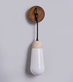Knot Hearth Sconce — Travertine & Wood Wall Light