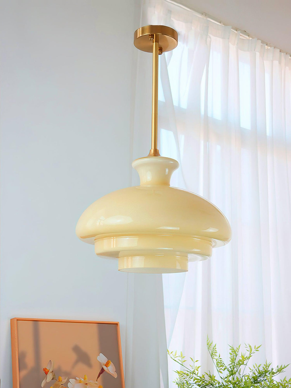 Paolina Glass Pendant Light – Mid-Century Modern Ceiling Lamp in Gold