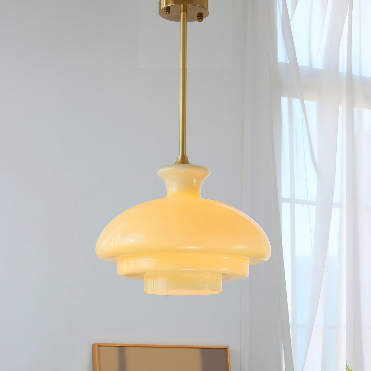 Paolina Glass Pendant Light – Mid-Century Modern Ceiling Lamp in Gold