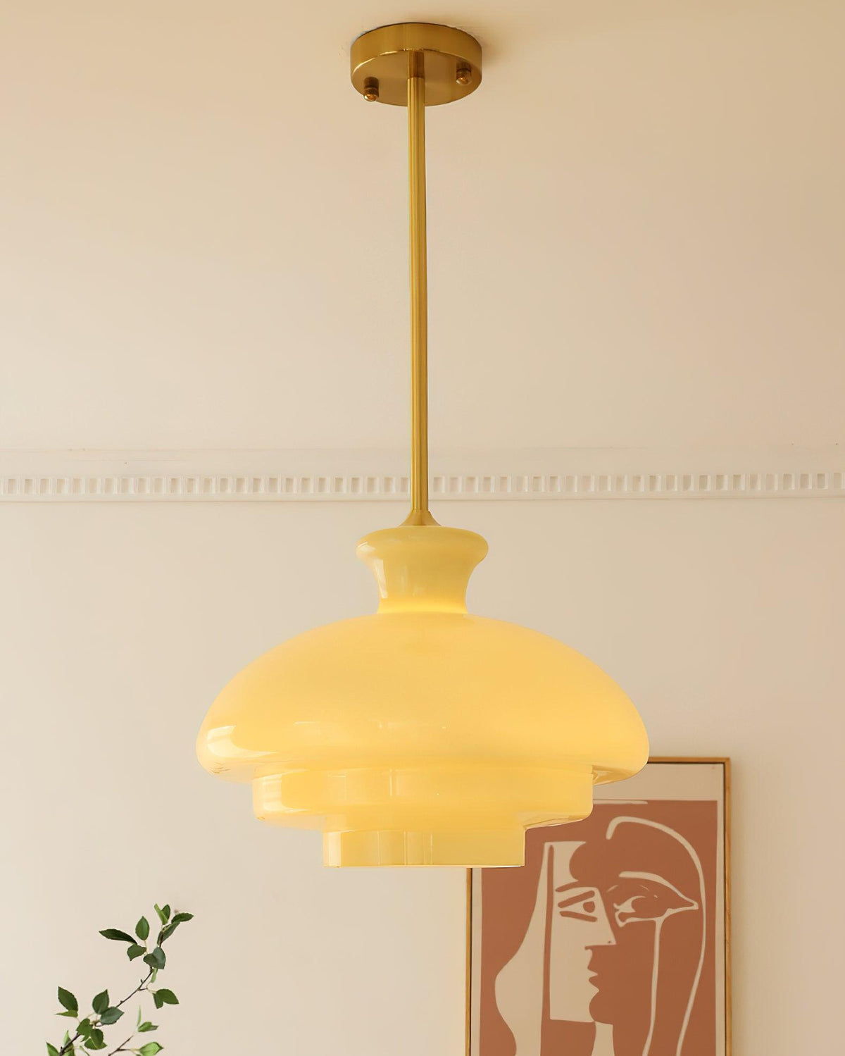 Paolina Glass Pendant Light – Mid-Century Modern Ceiling Lamp in Gold