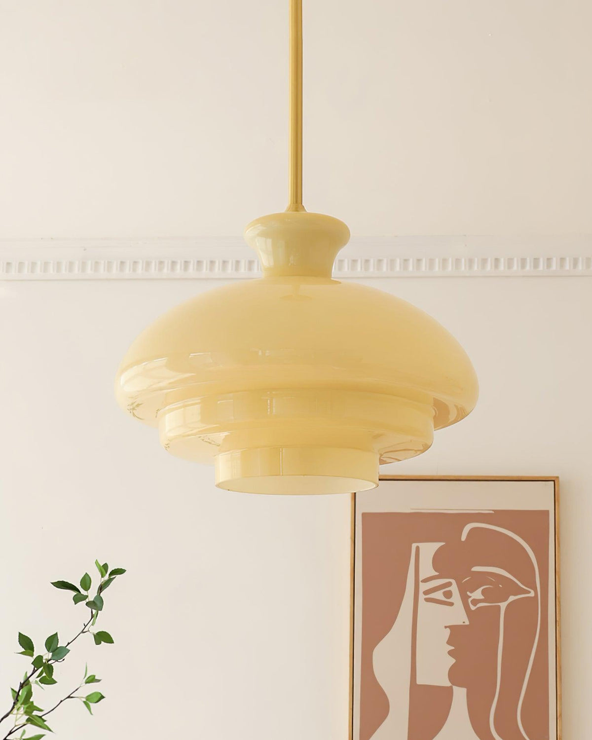 Paolina Glass Pendant Light – Mid-Century Modern Ceiling Lamp in Gold