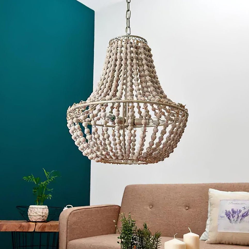 Koralky Beaded Chandelier with Wooden Accents for Modern Interiors