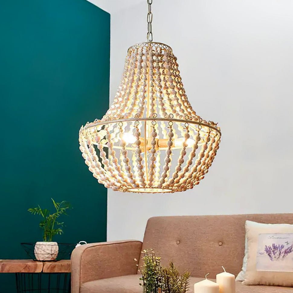 Koralky Beaded Chandelier with Wooden Accents for Modern Interiors