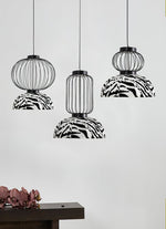 Korvo Pendant Light – Sculptural Black Metal & Fabric Dome Lamp