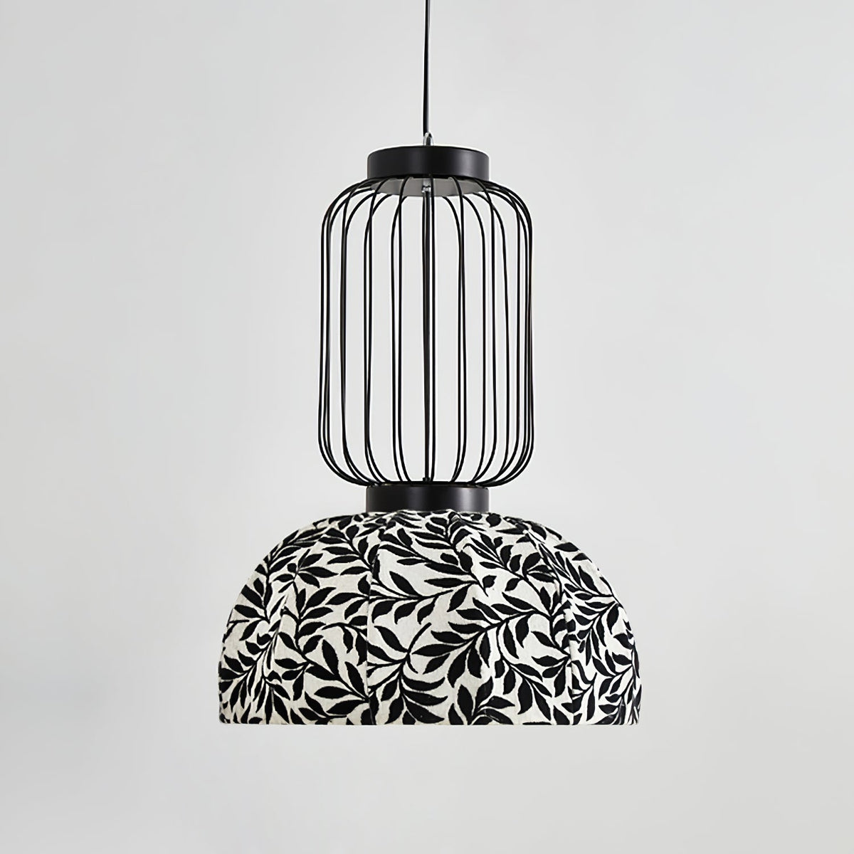 Korvo Pendant Light – Sculptural Black Metal & Fabric Dome Lamp