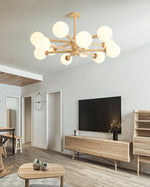Kozan Wooden Chandelier – Sculptural Modern Pendant Light for Dining Room and Living Room