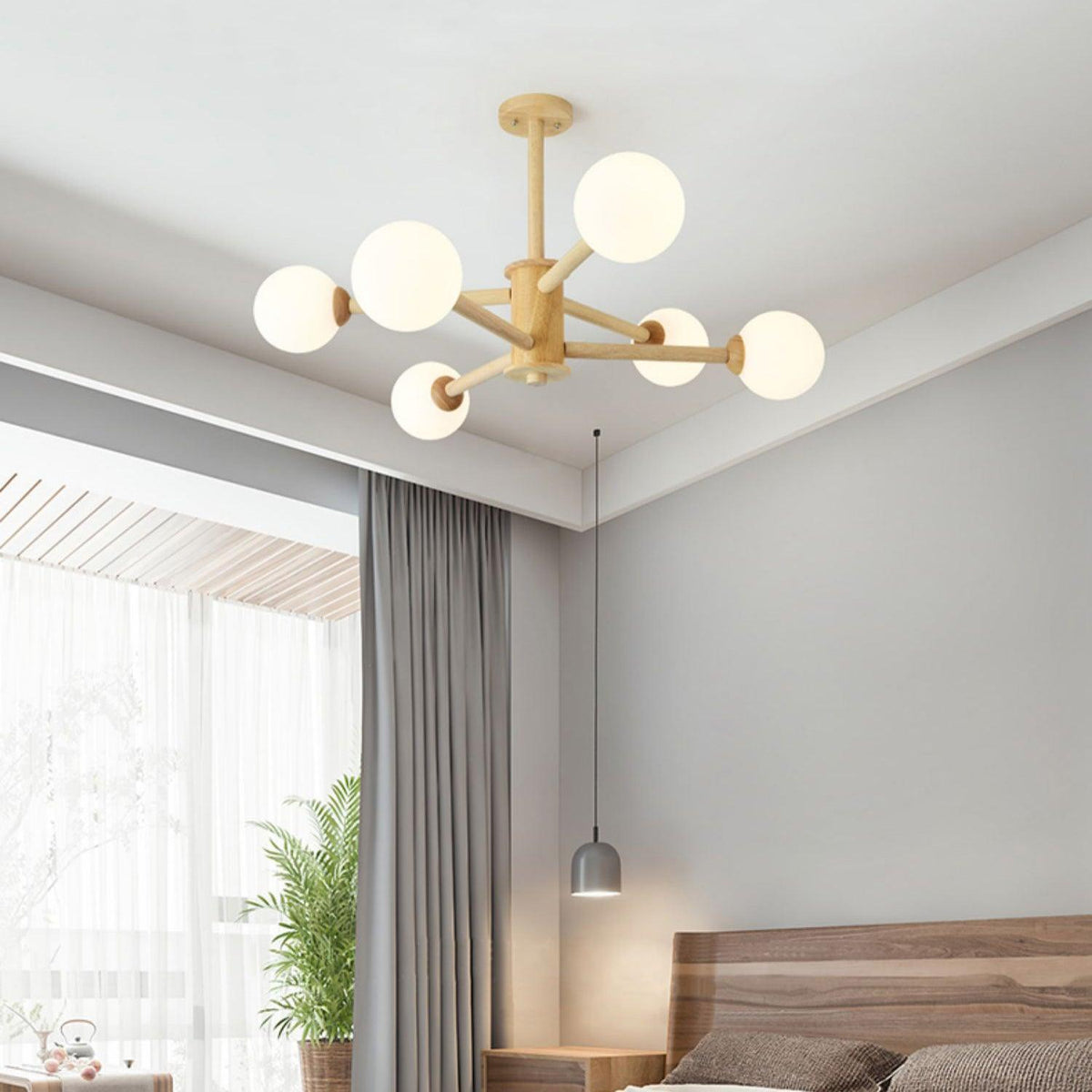 Kozan Wooden Chandelier – Sculptural Modern Pendant Light for Dining Room and Living Room