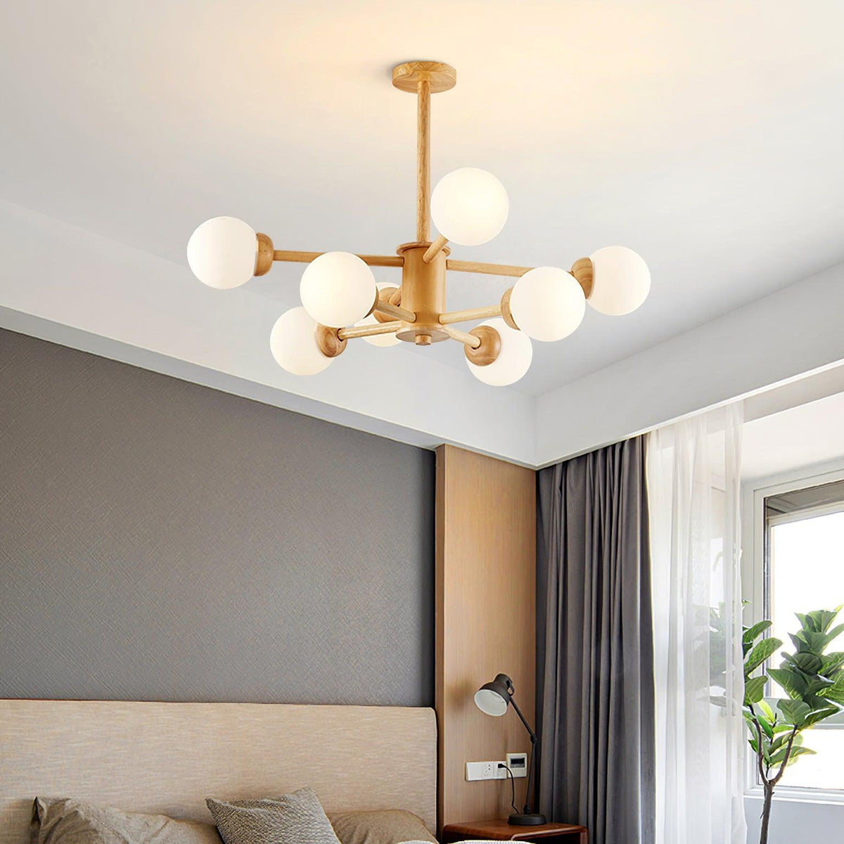 Kozan Wooden Chandelier – Sculptural Modern Pendant Light for Dining Room and Living Room