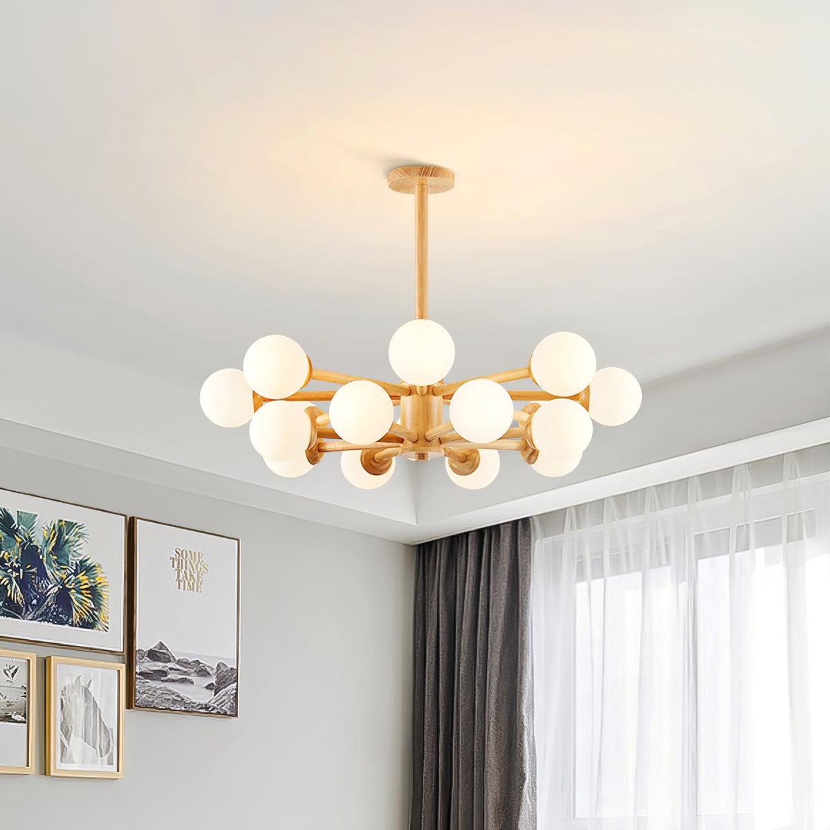 Kozan Wooden Chandelier – Sculptural Modern Pendant Light for Dining Room and Living Room