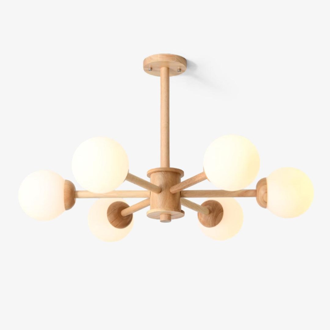 Kozan Wooden Chandelier – Sculptural Modern Pendant Light for Dining Room and Living Room