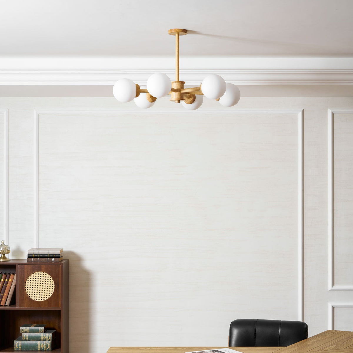 Kozan Wooden Chandelier – Sculptural Modern Pendant Light for Dining Room and Living Room