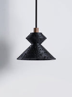 Kryos Texture Pendant Light in Black Travertine with Walnut Accent
