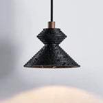 Kryos Texture Pendant Light in Black Travertine with Walnut Accent
