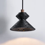 Kryos Texture Pendant Light in Black Travertine with Walnut Accent