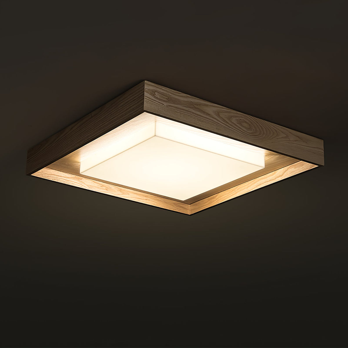 Kurin Wood Frame Ceiling Light – Modern Flush Mount LED for Bedroom, Dining, Living Room