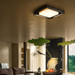 Kurin Wood Frame Ceiling Light – Modern Flush Mount LED for Bedroom, Dining, Living Room