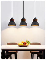 Kuro Ring Pendant Light in Black Travertine and Walnut