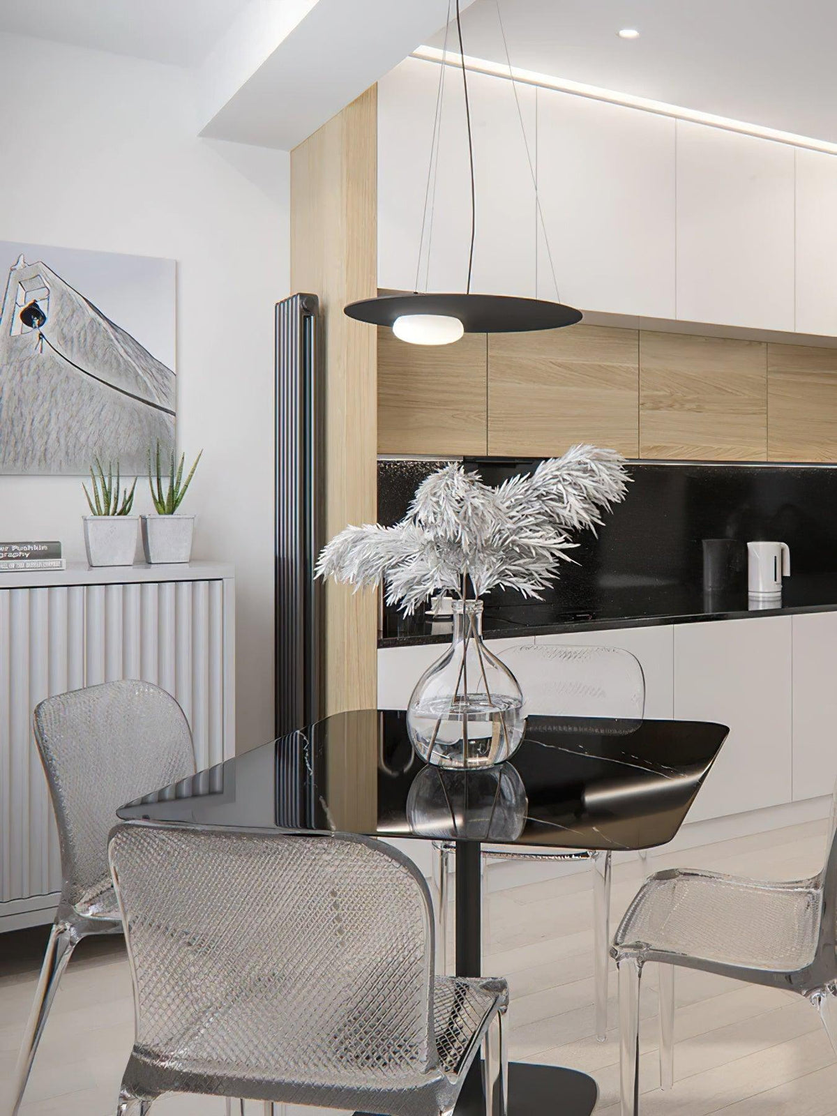Kwic Modern LED Pendant Light in Glass and Iron for Living Spaces