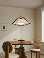 Kyomi Arch Pendant Light – Modern Wood & Fabric Hanging Lamp for Dining and Living Rooms