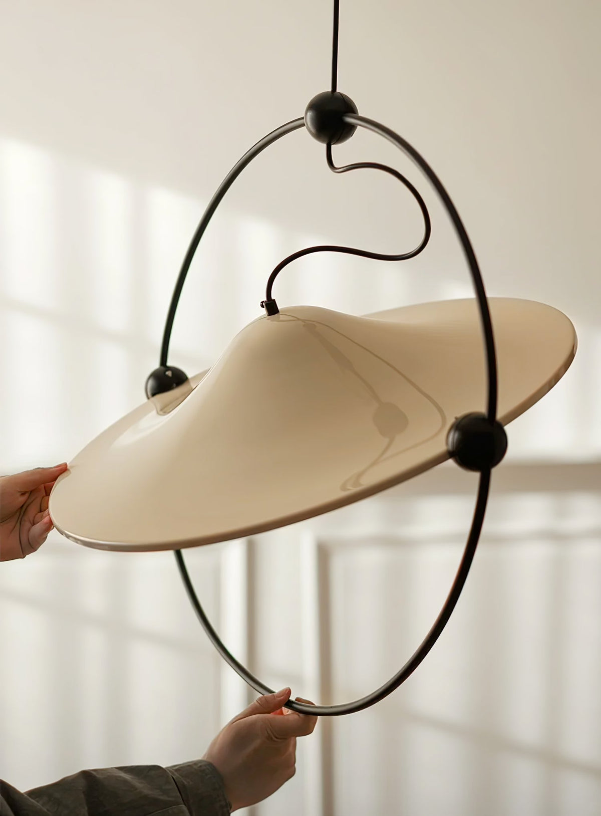 Kyra Pendant Light — Sculptural Golden Shade in Metal Ring