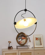 Kyra Pendant Light — Sculptural Golden Shade in Metal Ring