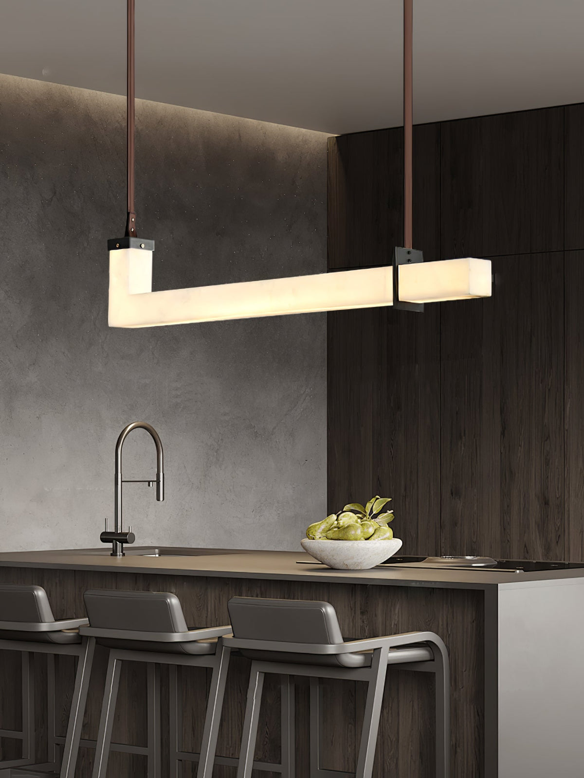 L-Axis Alabaster Pendant Light – Modern Linear LED Chandelier