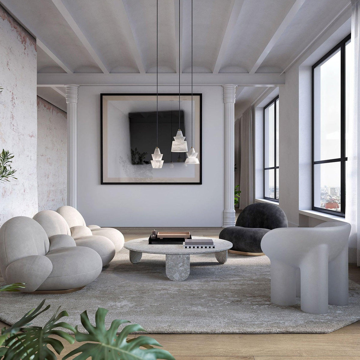 LAB S18 Alabaster Pendant Light – Modern Minimalist Ceiling Lamp