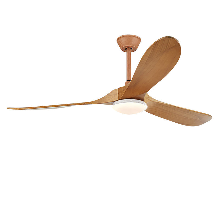 Retro Solid Wood Ceiling Fan with Dimmable LED Light and Remote Control