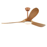 Retro Solid Wood Ceiling Fan with Dimmable LED Light and Remote Control