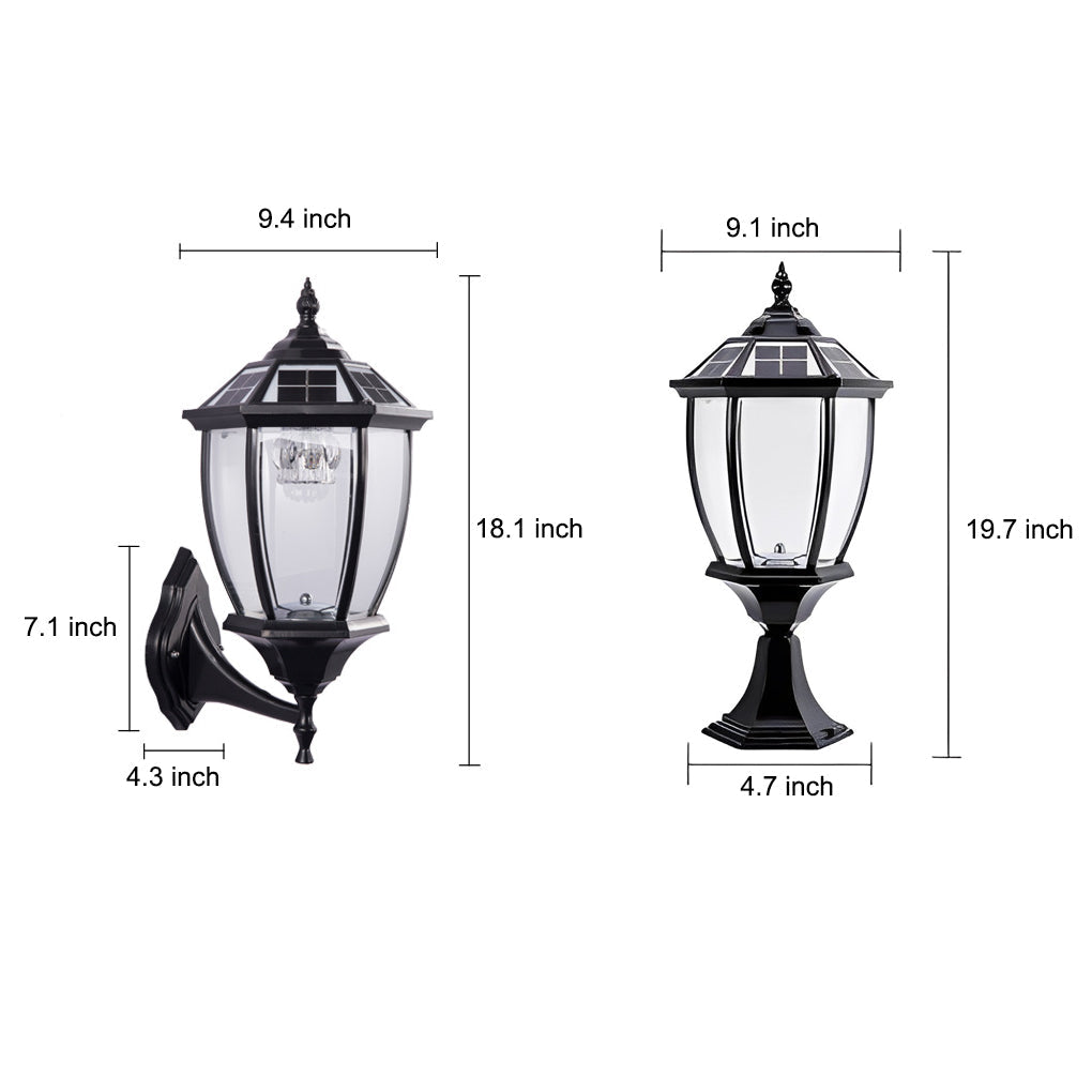 Vintage Black Solar Post Cap Light with Remote – Modern Outdoor LED Lantern