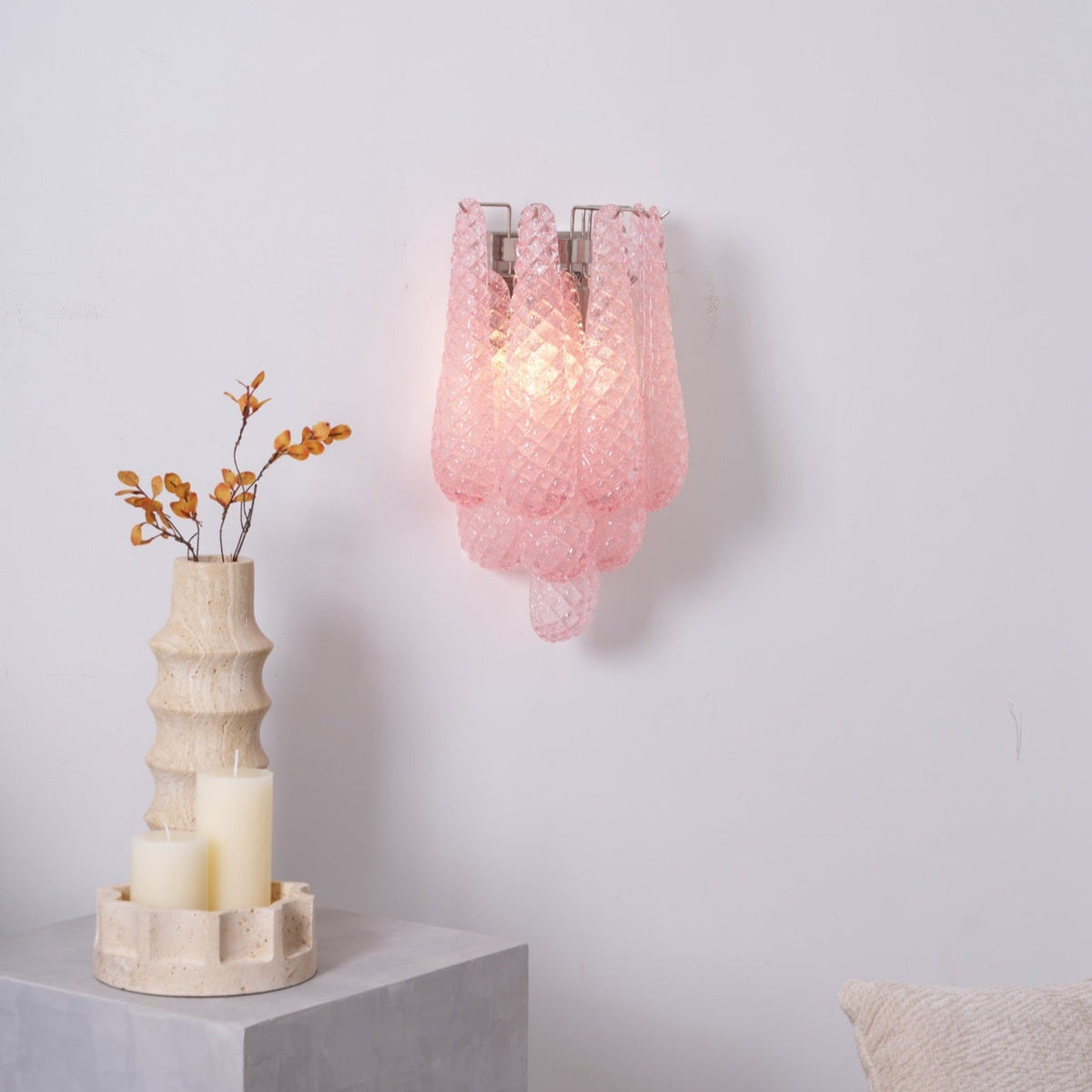 Lagoon Bloom Wall Sconce – Hand-Blown Glass Floral Wall Light for Modern Interiors