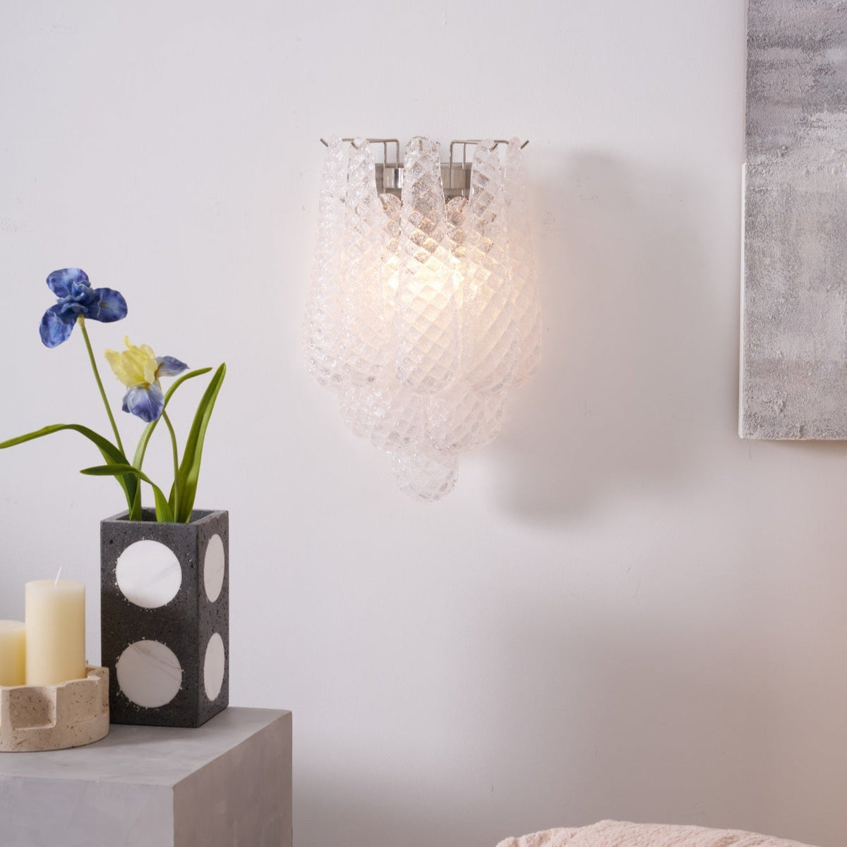 Lagoon Bloom Wall Sconce – Hand-Blown Glass Floral Wall Light for Modern Interiors