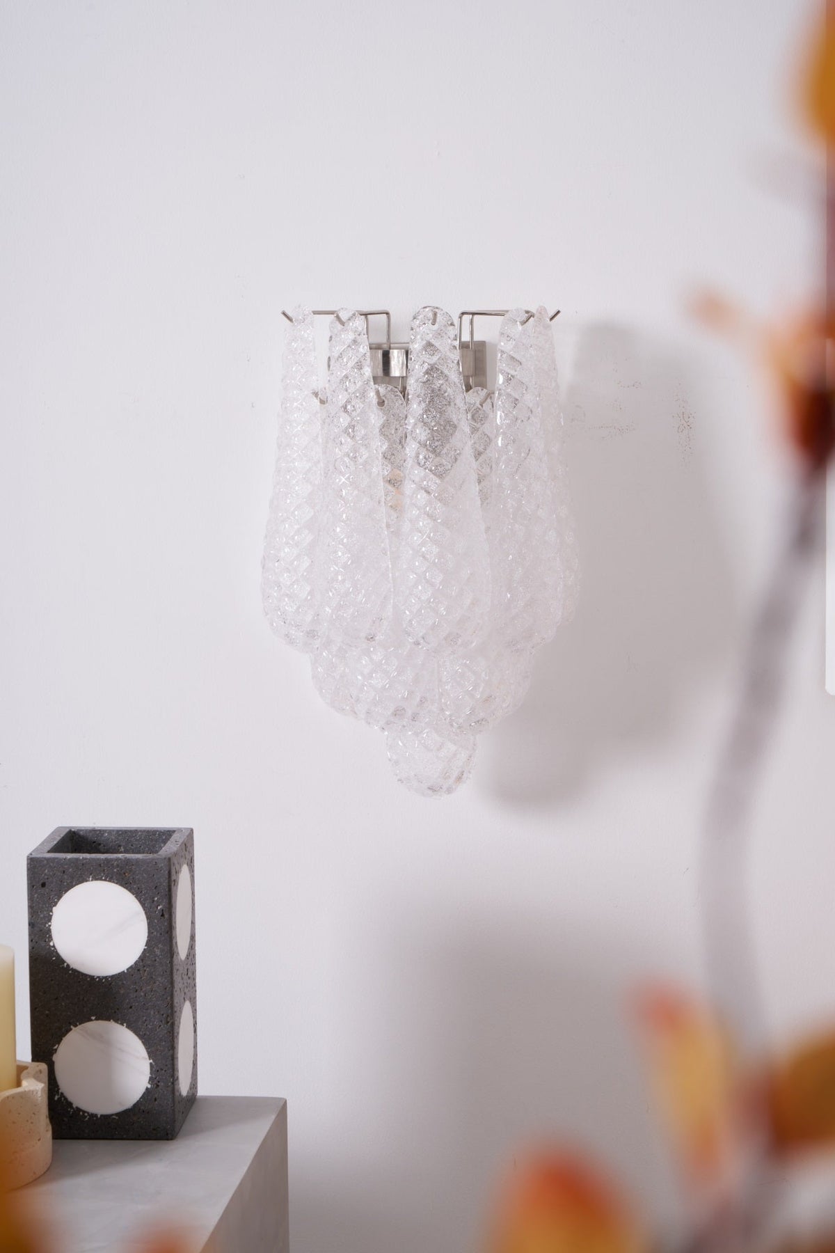 Lagoon Bloom Wall Sconce – Hand-Blown Glass Floral Wall Light for Modern Interiors