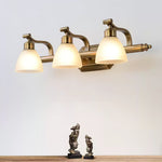 Lana Classic Four-Light Brass Bathroom Wall Sconce in Frosted Glass