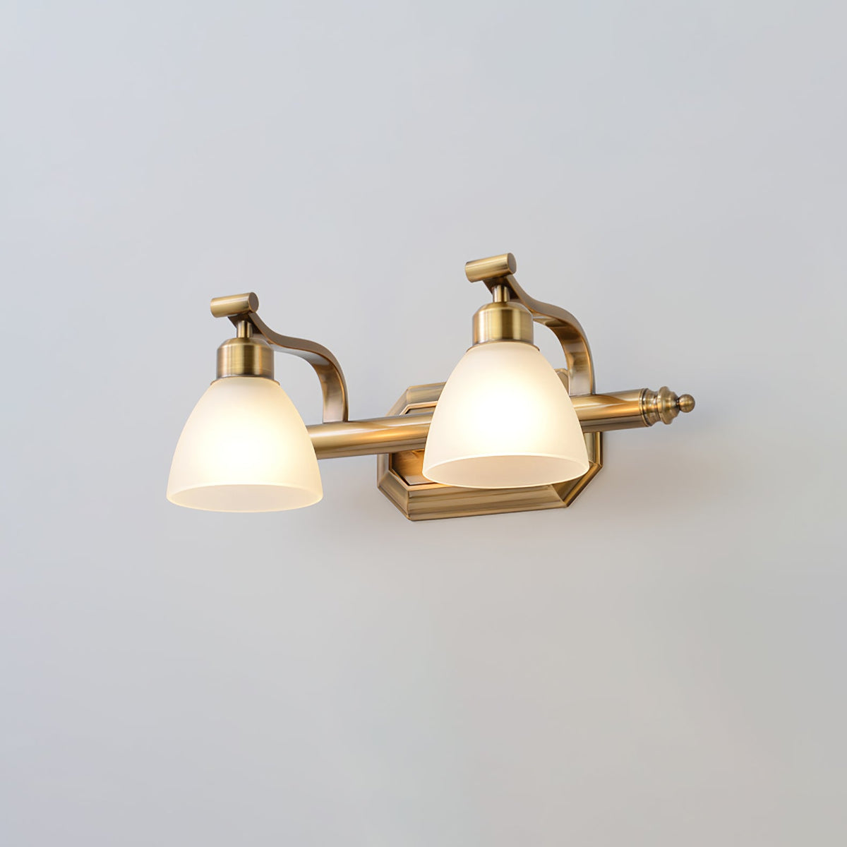 Lana Classic Four-Light Brass Bathroom Wall Sconce in Frosted Glass
