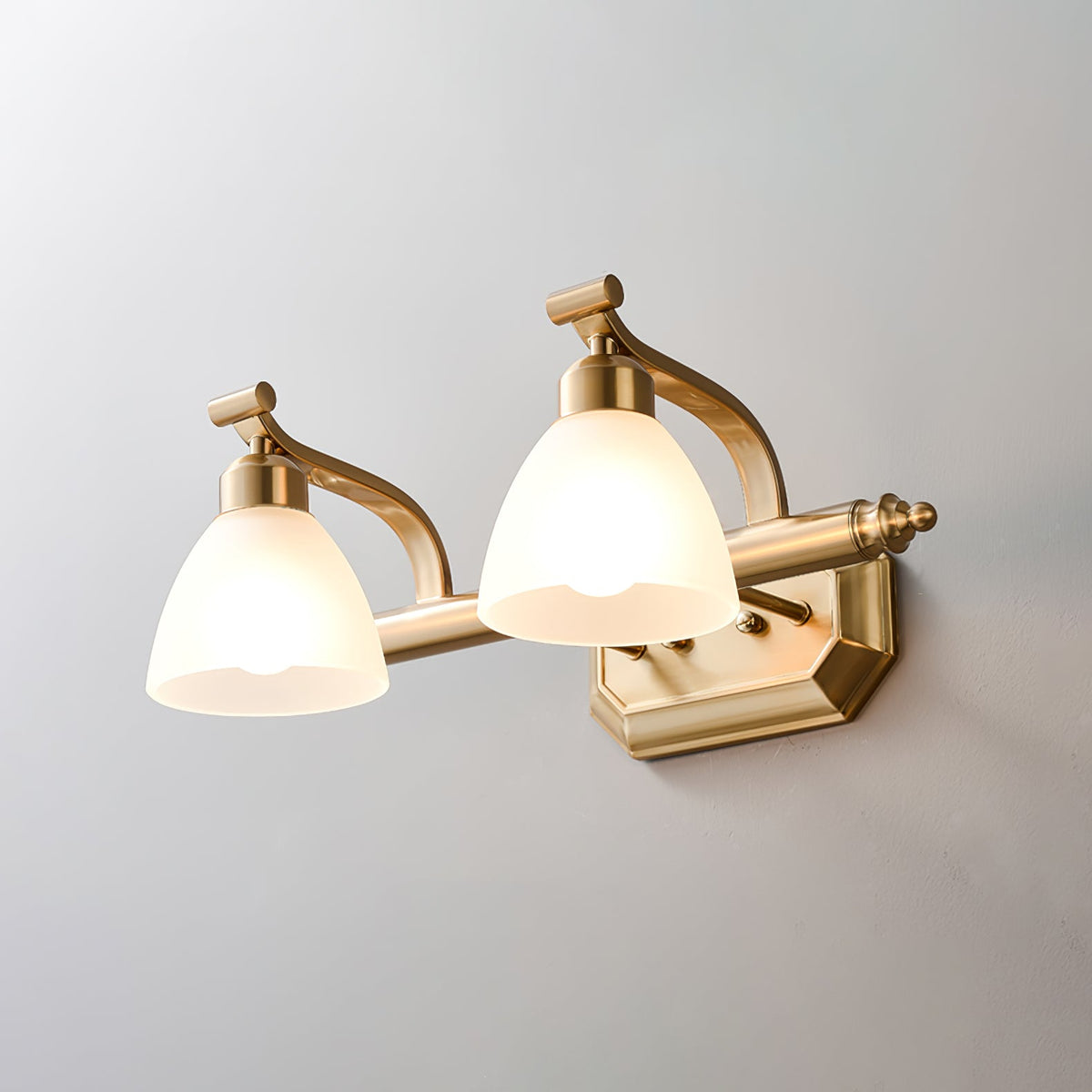 Lana Classic Four-Light Brass Bathroom Wall Sconce in Frosted Glass
