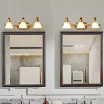 Lana Classic Four-Light Brass Bathroom Wall Sconce in Frosted Glass