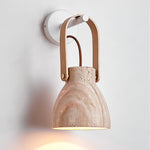 Lanta Arc Stone Wall Sconce in Travertine and Wood